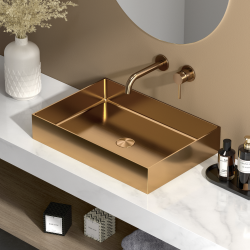 Ceramia Timeless Stainless Steel Washbasin 304, 55x38x11cm without overflow + Drain, Brushed Copper PVD (TMLW-5538BCP)