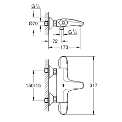 Grohe GROHTHETM 1000 Thermostatic Bath/Shower Mixer, Chrome (34816003)