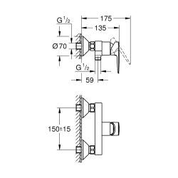 Grohe BauEdge Single lever shower mixer, Chrome (23913001)