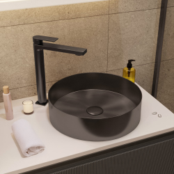 Ceramia Timeless Countertop Basin in Stainless Steel, 38 x 38 x 11 cm, Without Overflow + Drain, Brushed Black Gunmetal (TMLW-3838BGM)