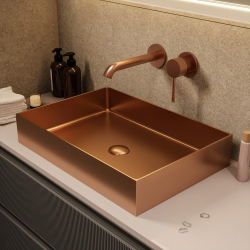 Ceramia Timeless Stainless Steel Washbasin 304, 55x38x11cm without overflow + Drain, Brushed Copper PVD (TMLW-5538BCP)