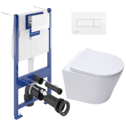 Villeroy & Boch Toilet Pack Frame + SAT Infinitio Rimless Toilet with invisible fixings + White Flush Plate (VCNINFI2)