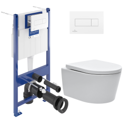 Villeroy & Boch Toilet set Frame + Swiss Aqua Technologies Rimless toilet + White plate + Sound Insulation set (ViConnectSAT2SET)