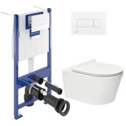 Villeroy & Boch Toilet set Frame + WC SAT Brevis rimless + Ultra-thin softclose + White plate (ViConnectBrevis-2)