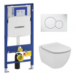 Geberit Duofix toilet set + Ideal Standard Tesi Aquablade bowl + Sigma01 white flush plate (GEBAQUA-B)