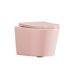 Swiss Aqua Technologies Infinitio rimless wall-hung toilet and invisible fixings + softclose seat, Pink (SATINF010RREXPPM)