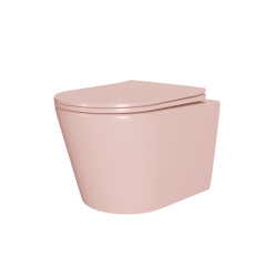 Swiss Aqua Technologies Infinitio rimless wall-hung toilet and invisible fixings + softclose seat, Pink (SATINF010RREXPPM)