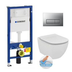 Geberit Toilet set Geberit duofix UP100 + Ideal Standard Tesi Aquablade toilet bowl + Delta50 matt chrome flush plate (SETUP100-AQUA9)