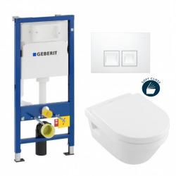 Geberit Villeroy & Boch toilet set UP100 frame + Delta50 White flush plate + Villeroy & Boch Architectura bowl + softclose seat