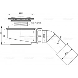 Alca Siphon for shower tray, chrome 60 (A471CR-60)