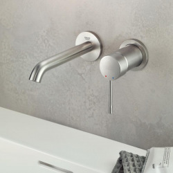 Grohe ESSENCE NEW - Single lever basin mixer front 2 holes size M SuperSteel (19408DC1)