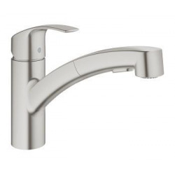 Grohe Sink mixer EUROSMART NEW low spout with pull-out spray SuperSteel (30305DC0)