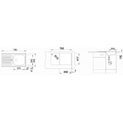 Blanco Flex Mini build-in stainless steel sink  78x43.5cm reversible (511918)