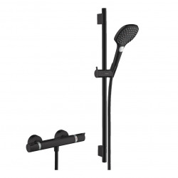 Hansgrohe Shower set Ecostat Comfort Mixer + Unica Bar 65 cm + Raindance 120 Select E 3-jet Hand Shower, Matt Black (13116670-SET)