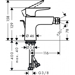 Hansgrohe Talis E Single lever bidet mixer with pop-up waste, Matt black (71720670)