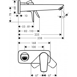 Hansgrohe Talis E Single lever basin mixer for concealed installation with spout 22.5 cm, Matt black, free flow waste (71734670)