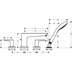 Hansgrohe Talis E 4-hole rim-mounted bath mixer (71748340)