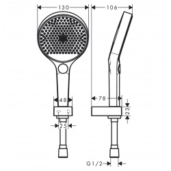 Hansgrohe Shower holder set and hand shower Rainfinity 130, 3 jets with shower hose 125 cm, matt white (26852700)