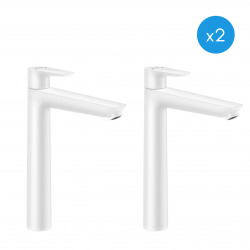 Hansgrohe Talis E 240 Set of 2 washbasin mixers with pop-up waste + ComfortZone 240, matt white (71716700-DUO)