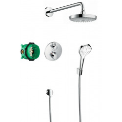 Hansgrohe Croma Select S, Design Shower set with Ecostat S thermostatic mixer for concealed installation, Chrome (27295000)