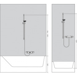 Hansgrohe Crometta Shower set 100 Vario with Ecostat 1001 CL thermostatic mixer and shower rail 65 cm (27812400)