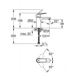 Grohe Eurosmart Cosmopolitan Single lever Basin Mixer 1/2″ M-size, Matt black / Chrome parts (23327KW0)