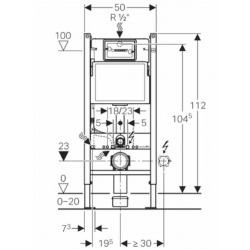 Geberit Delta Pack Duofix support frame 112cm + Delta20 white trigger plate + wall anchors (111.154.11.1)