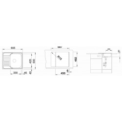 Blanco TIPO 45 S Mini stainless steel 1 tray + reversible drainer 60,5x50cm with manual drain (516525)