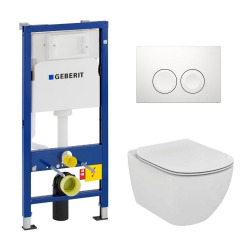 Geberit Toilet set Geberit duofix UP100 + Ideal Standard Tesi Aquablade toilet bowl + Delta21 white flush plate (UP100-AQUAB)