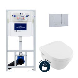 Villeroy & Boch Support frame with Architectura bowl + Softclose seat + Matt Chrome flush plate (ViConnectArchi-3)