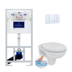 Villeroy & Boch Pack Toilet Frame Porcher Eurovit rimless toilet+ Toilet seat + Chrome plate (ViConnectPorcher-1)