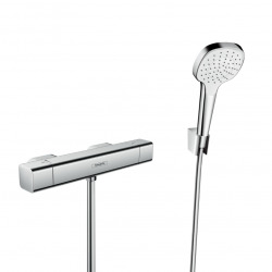 Hansgrohe Shower set Ecostat E thermostatic mixer + Porter S 1jet hand shower + shower holder + hose, Chrome (15773000-CromaSelect)