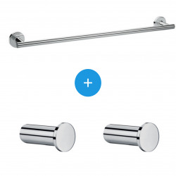 Hansgrohe Pack Logis Universal bath towel rail + two towel hooks, Chrome (41716000-TRIOLOGIS)