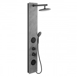 Swiss Aqua Technologies Hydromassage shower column with stone decor, Hand shower, 2 jets, Round shower head, black (STONESHOWER)