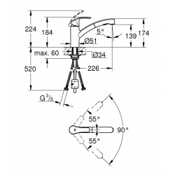 Grohe Eurosmart Single lever sink mixer 1/2", Chrome (30305000)