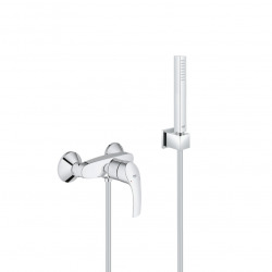 Grohe Eurosmart shower mixer set + Stick 1 spray hand shower, wall bracket, hose, Chrome (33555002-CUBESTICK)