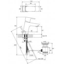 Ravak 10° Bathroom washbasin mixer tap 145 mm with flexible aerator, Chrome (X070126)