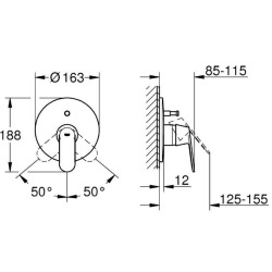 Grohe Eurosmart Cosmopolitan Concealed shower set with overhead shower + 2-jet hand shower, Chrome (19382000-Vitalio)