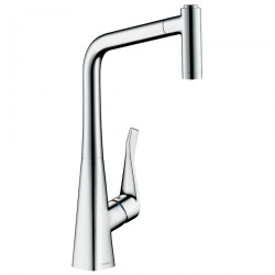 Hansgrohe Metris M71 Single lever kitchen mixer 320 with pull-out spray, 2 spray modes, Chrome (14820000)