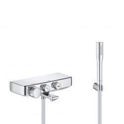 Grohe Grohtherm SmartControl bath/shower mixer + Euphoria 1 jet hand shower with wall bracket, Chrome (34718000-EUPHORIA)