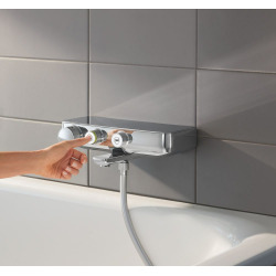 Grohe Grohtherm SmartControl bath/shower mixer + Euphoria 1 jet hand shower with wall bracket, Chrome (34718000-EUPHORIA)