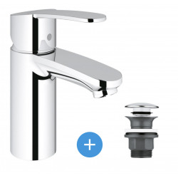 Grohe Eurostyle Cosmopolitan set Single lever basin mixer size S + Grohe click clac waste for basin with overflow (3246820E-CLICCLAC)