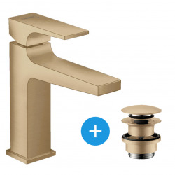 Hansgrohe Metropol Single lever basin mixer 110 with lever handle and push-open waste, brushed bronze (32507140)