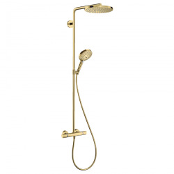 Hansgrohe Raindance Select S Showerpipe 240 1jet PowderRain with thermostatic shower mixer, polished gold-optic (27633990)