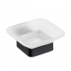 BEMETA Nero Square soap dish in brass and glass, Black (135008020)