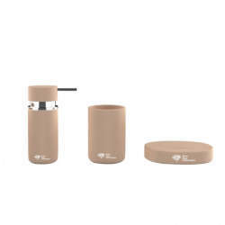 Swiss Aqua Technologies Infinitio Accessory Set: Soap Dispenser + Soap Dish + Tumbler, Ceramic, Matt Brown (PackSAT-MarronMat)