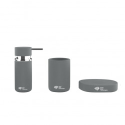 Swiss Aqua Technologies Infinitio Accessory Set: Soap Dispenser + Soap Dish + Tumbler, Ceramic, Matte Grey (PackSAT-GrisMat)