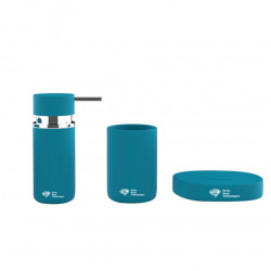 Swiss Aqua Technologies Infinitio Accessory Set: Soap Dispenser + Soap Dish + Tumbler, Ceramic, Matte Blue (PackSAT-BleuMat)