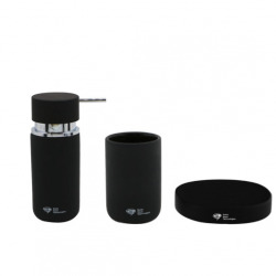 Swiss Aqua Technologies Infinitio Accessory Set: Soap Dispenser + Soap Dish + Tumbler, Ceramic, Matte Black (PackSAT-NoirMat)