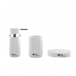 Swiss Aqua Technologies Infinitio Accessory Set: Soap Dispenser + Soap Dish + Tumbler, Ceramic, Matte White (PackSAT-BlancMat)